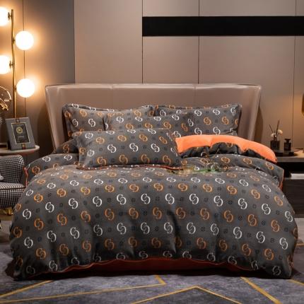 91家纺网 家纺一手货源 找家纺 总芯贝儿2021轻奢简约加厚牛奶绒保暖四件套法莱宝宝绒被套