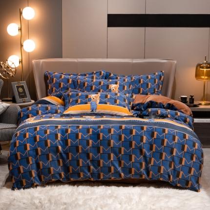 91家纺网 家纺一手货源 找家纺 总芯贝儿2021轻奢简约加厚牛奶绒保暖四件套法莱宝宝绒被套