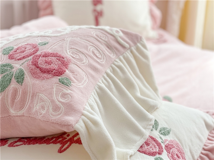 91家纺网 家纺一手货源 找家纺 （总）星野 2021新款高克重全消光牛奶绒四件套-水漾玫瑰