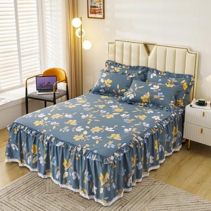 91家纺网 家纺一手货源 找家纺 纽缦 2021新款上下单层床裙 淡香伊人