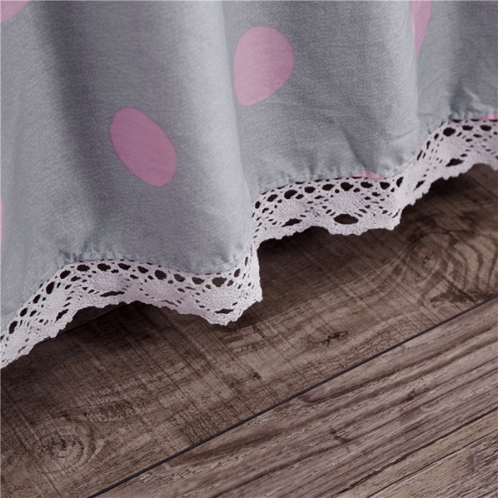 91家纺网 家纺一手货源 找家纺 纽缦 2021新款上下单层床裙 粉波点