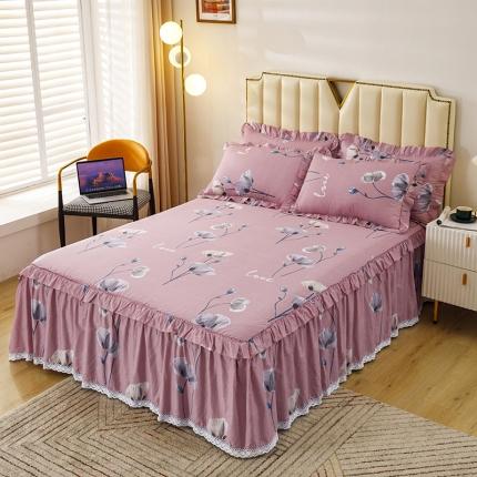 纽缦 2021新款上下单层床裙 花丛