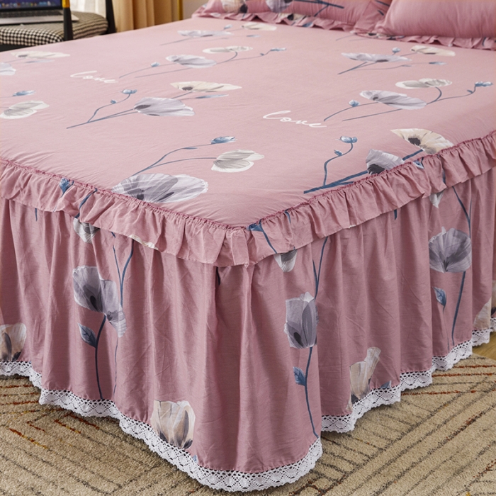 91家纺网 家纺一手货源 找家纺 纽缦 2021新款上下单层床裙 花丛