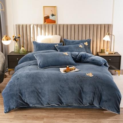 91家纺网 家纺一手货源 找家纺 （总）慕尚 2022新款高克重牛奶绒刺绣四件套