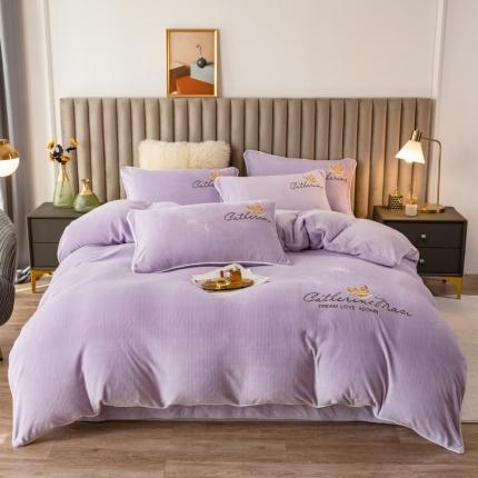 91家纺网 家纺一手货源 找家纺 （总）慕尚 2022新款高克重牛奶绒刺绣四件套