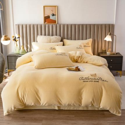 91家纺网 家纺一手货源 找家纺 （总）慕尚 2022新款高克重牛奶绒刺绣四件套