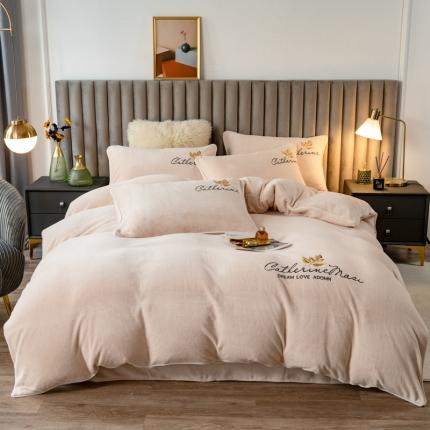 91家纺网 家纺一手货源 找家纺 （总）慕尚 2022新款高克重牛奶绒刺绣四件套