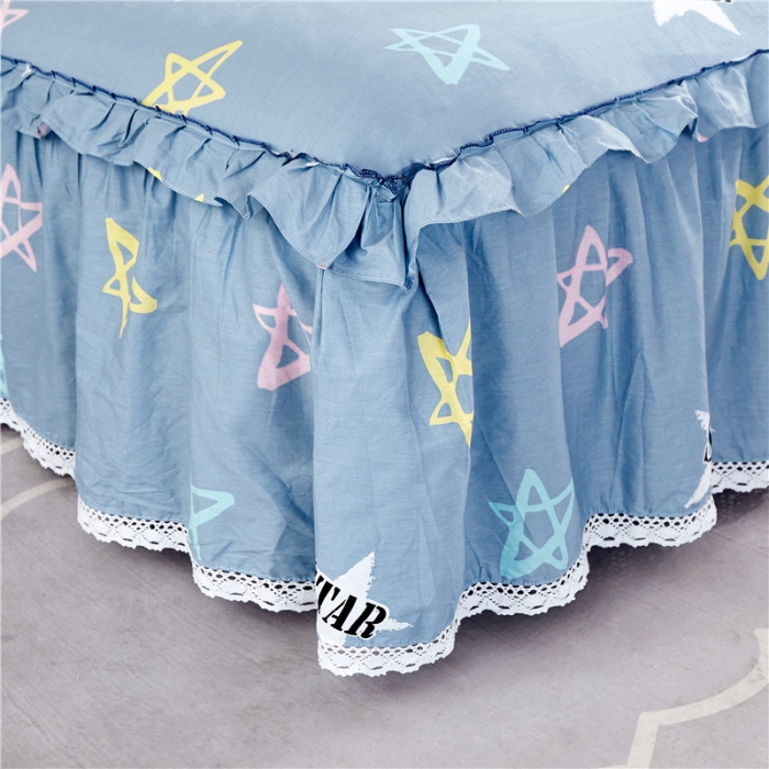 91家纺网 家纺一手货源 找家纺 纽缦 2021新款上下单层床裙 星梦缘蓝