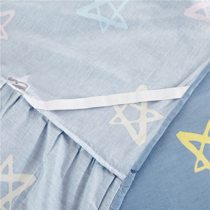 91家纺网 家纺一手货源 找家纺 纽缦 2021新款上下单层床裙 星梦缘蓝