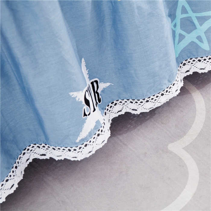 91家纺网 家纺一手货源 找家纺 纽缦 2021新款上下单层床裙 星梦缘蓝