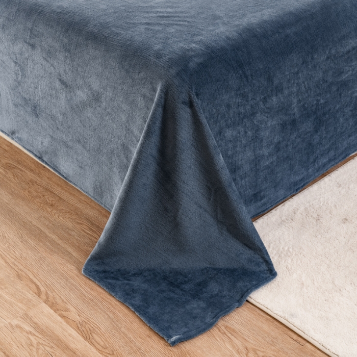 91家纺网 家纺一手货源 找家纺 慕尚 2022新款高克重牛奶绒刺绣四件套 洛卡-宝石蓝