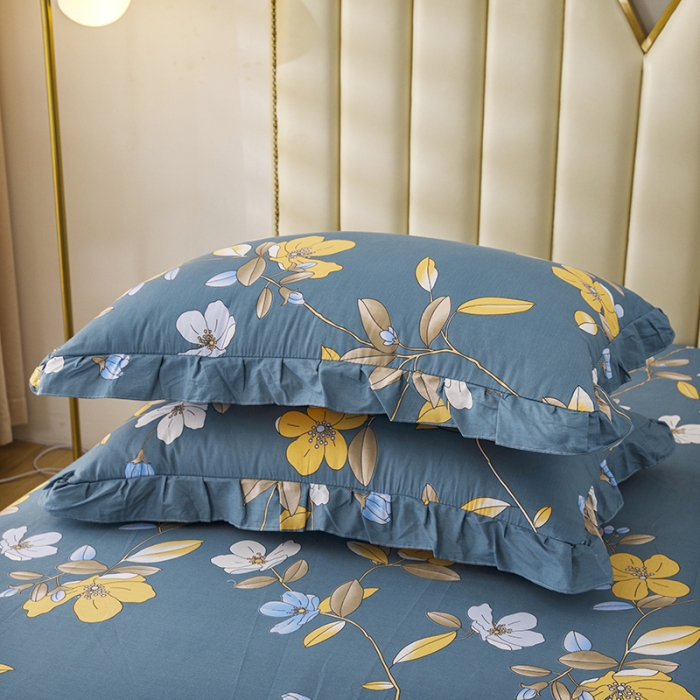 91家纺网 家纺一手货源 找家纺 纽缦 2021新款上下边床裙四件套 淡香伊人