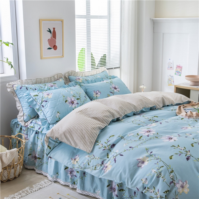 91家纺网 家纺一手货源 找家纺 纽缦 2021新款上下边床裙四件套 芬芳兰