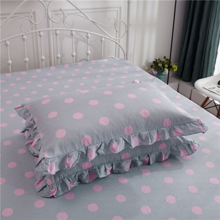 91家纺网 家纺一手货源 找家纺 纽缦 2021新款上下边床裙四件套 粉波点