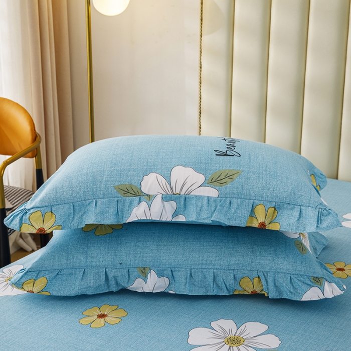 91家纺网 家纺一手货源 找家纺 纽缦 2021新款上下边床裙四件套 花开半夏绿