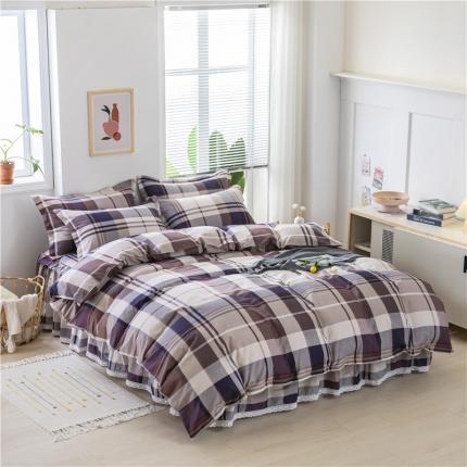 91家纺网 家纺一手货源 找家纺 纽缦 2021新款上下边床裙四件套 灰色格调