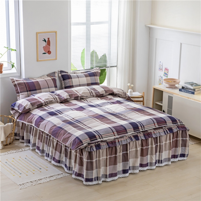 91家纺网 家纺一手货源 找家纺 纽缦 2021新款上下边床裙四件套 灰色格调