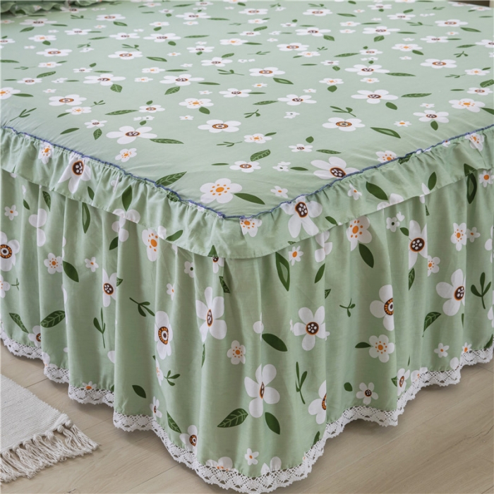 91家纺网 家纺一手货源 找家纺 纽缦 2021新款上下边床裙四件套 可可佳人绿