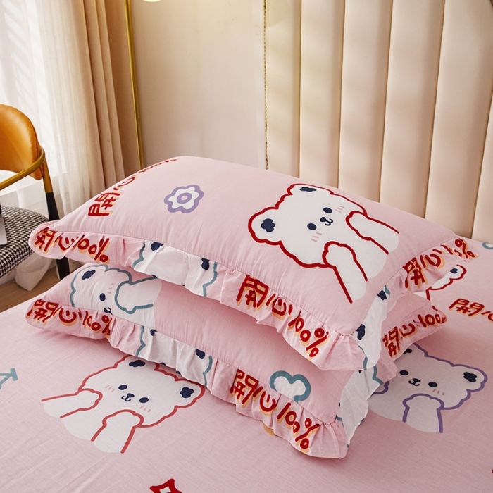 91家纺网 家纺一手货源 找家纺 纽缦 2021新款上下边床裙四件套 萌萌熊