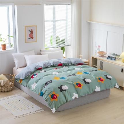 纽缦 2021新款上下边床裙四件套 喵星球绿