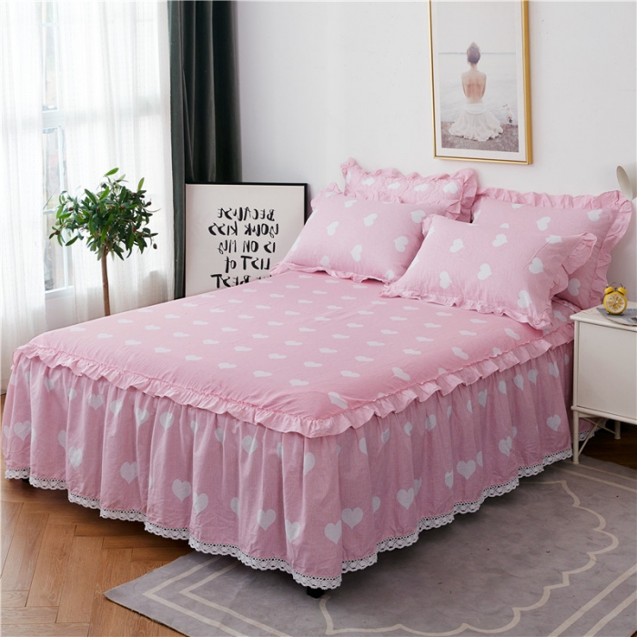 91家纺网 家纺一手货源 找家纺 纽缦 2021新款上下边床裙四件套 清新物语