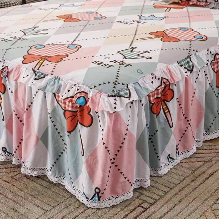 91家纺网 家纺一手货源 找家纺 纽缦 2021新款上下边床裙四件套 糖果熊