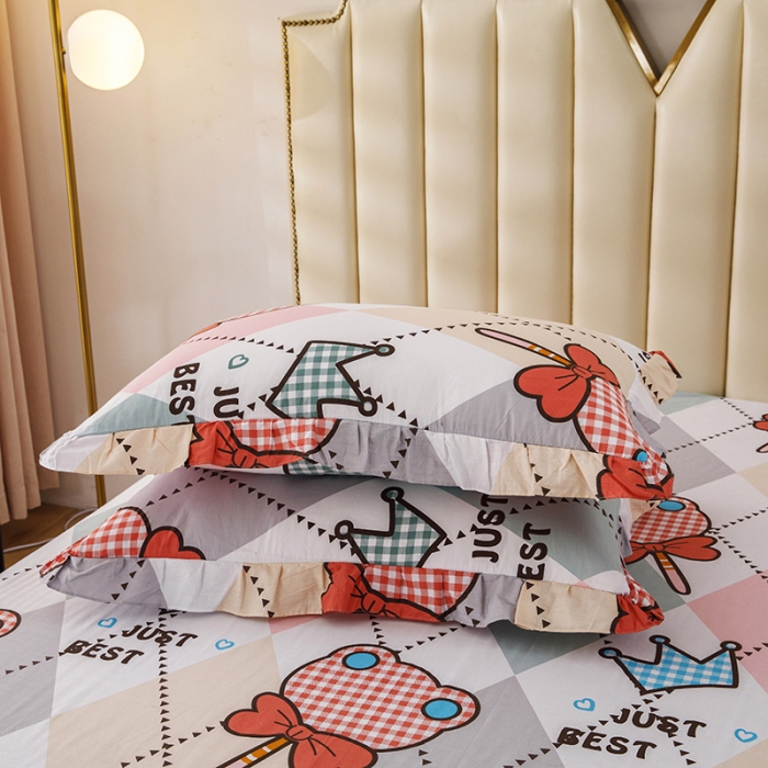 91家纺网 家纺一手货源 找家纺 纽缦 2021新款上下边床裙四件套 糖果熊