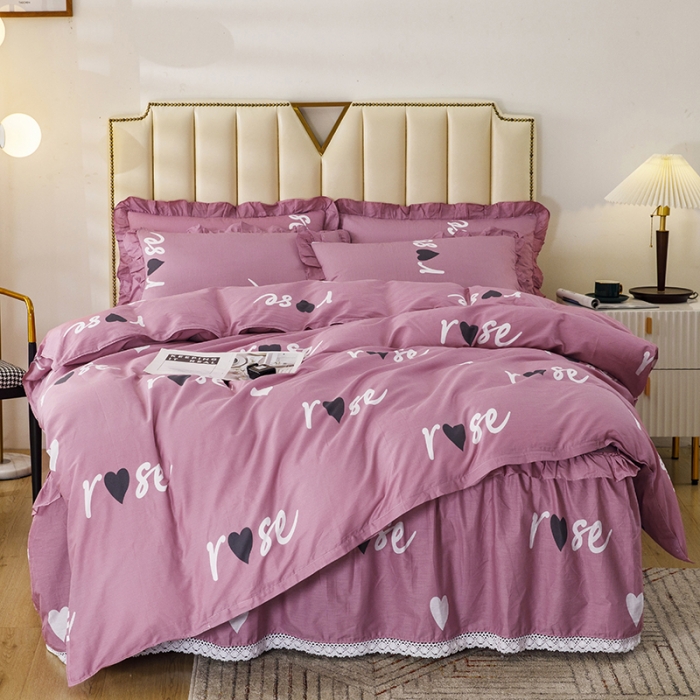 91家纺网 家纺一手货源 找家纺 纽缦 2021新款上下边床裙四件套 甜蜜的爱