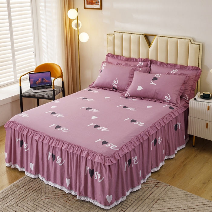 91家纺网 家纺一手货源 找家纺 纽缦 2021新款上下边床裙四件套 甜蜜的爱