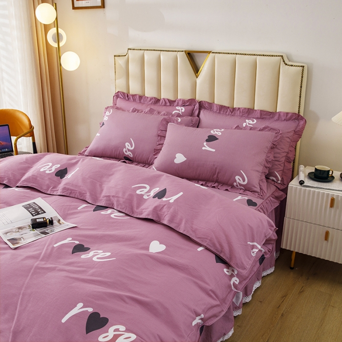 91家纺网 家纺一手货源 找家纺 纽缦 2021新款上下边床裙四件套 甜蜜的爱