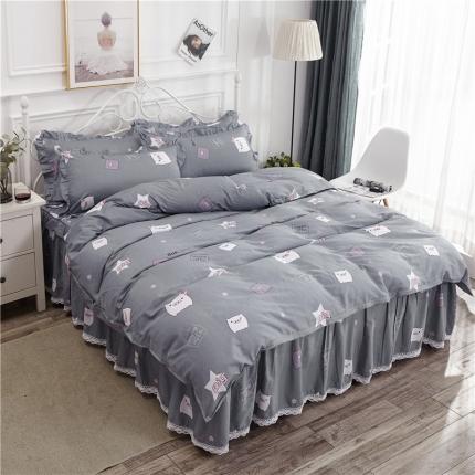 纽缦 2021新款上下边床裙四件套 小猪宝宝