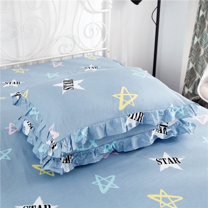 91家纺网 家纺一手货源 找家纺 纽缦 2021新款上下边床裙四件套 星梦缘蓝