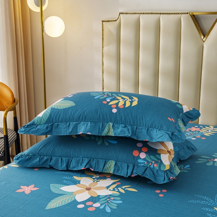 91家纺网 家纺一手货源 找家纺 纽缦 2021新款上下边床裙四件套 油菜花兰