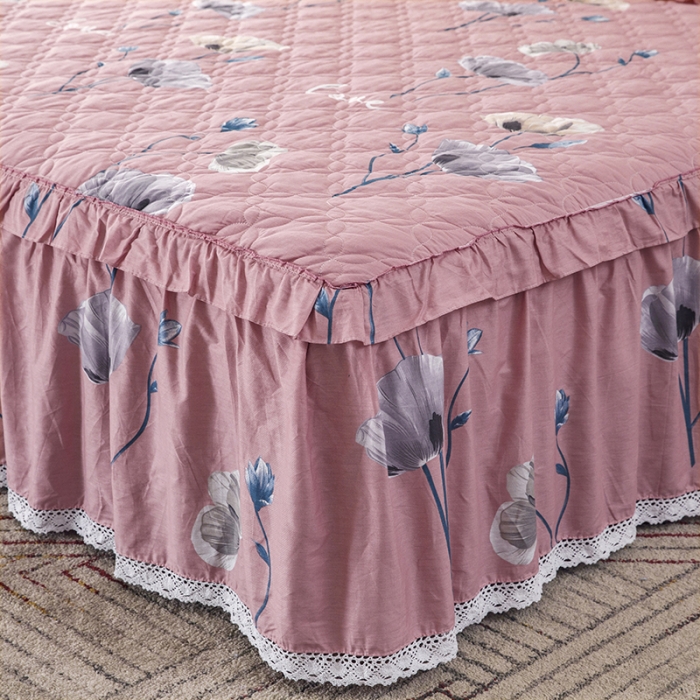 91家纺网 家纺一手货源 找家纺 纽缦 2021新款上下边单件夹棉床裙 花丛