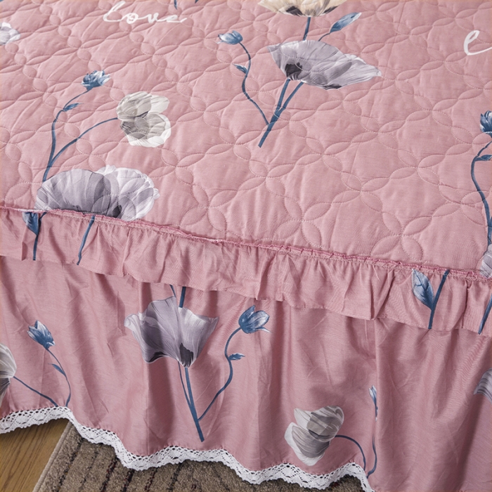 91家纺网 家纺一手货源 找家纺 纽缦 2021新款上下边单件夹棉床裙 花丛