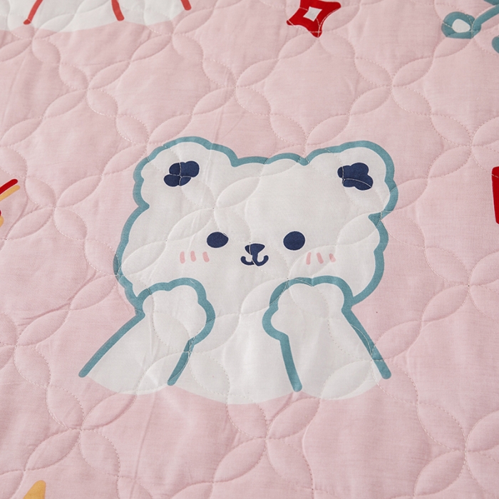 91家纺网 家纺一手货源 找家纺 纽缦 2021新款上下边单件夹棉床裙 萌萌熊