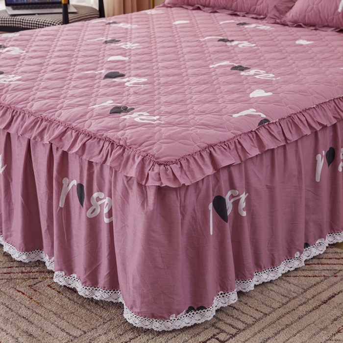 91家纺网 家纺一手货源 找家纺 纽缦 2021新款上下边单件夹棉床裙 甜蜜的爱