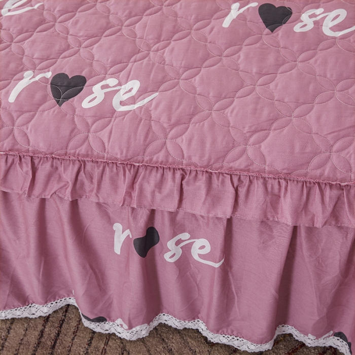 91家纺网 家纺一手货源 找家纺 纽缦 2021新款上下边单件夹棉床裙 甜蜜的爱