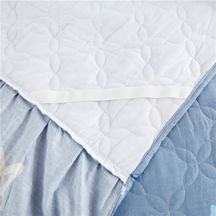 91家纺网 家纺一手货源 找家纺 纽缦 2021新款上下边单件夹棉床裙 星梦缘蓝