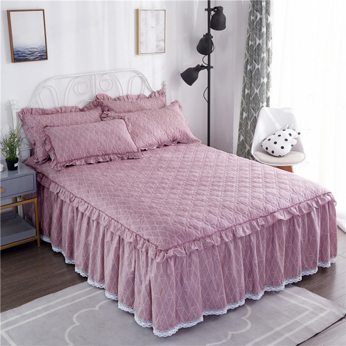 91家纺网 家纺一手货源 找家纺 （总）纽缦 2021新款上下边夹棉床裙四件套