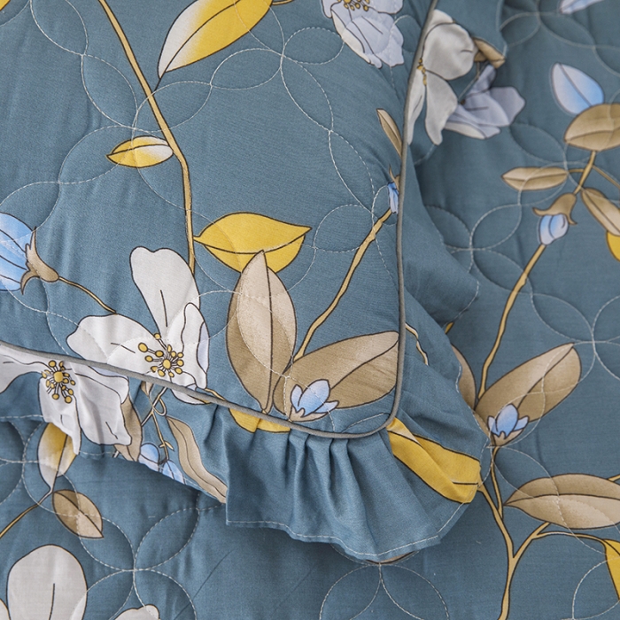 91家纺网 家纺一手货源 找家纺 纽缦 2021新款上下边夹棉床裙四件套 淡香伊人