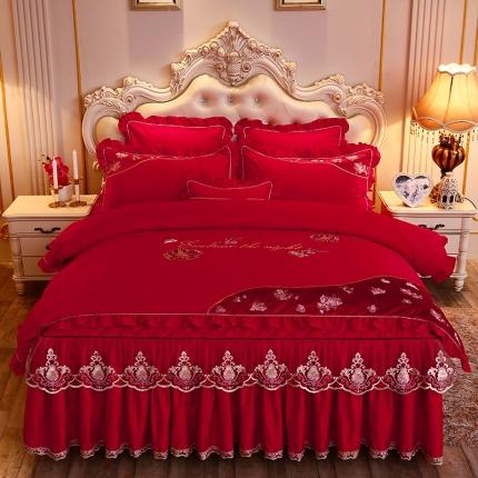 91家纺网 家纺一手货源 找家纺 好儿喜 2022新款天丝莫代尔床裙款四件套 沉鱼落雁