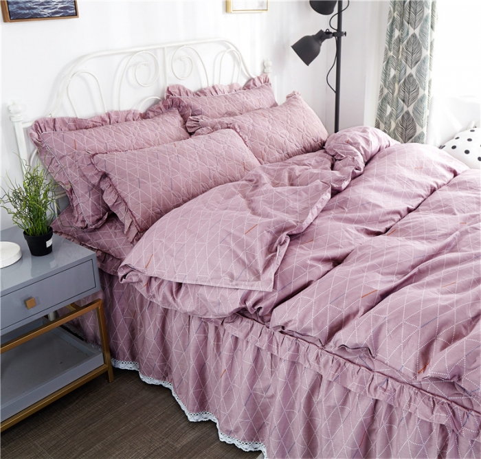 91家纺网 家纺一手货源 找家纺 纽缦 2021新款上下边夹棉床裙四件套 菲拉格