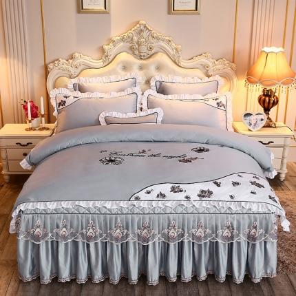 91家纺网 家纺一手货源 找家纺 好儿喜 2022新款天丝莫代尔床裙款四件套 沉鱼落雁