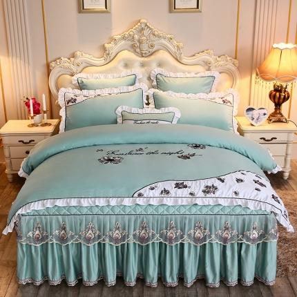 91家纺网 家纺一手货源 找家纺 好儿喜 2022新款天丝莫代尔床裙款四件套 沉鱼落雁