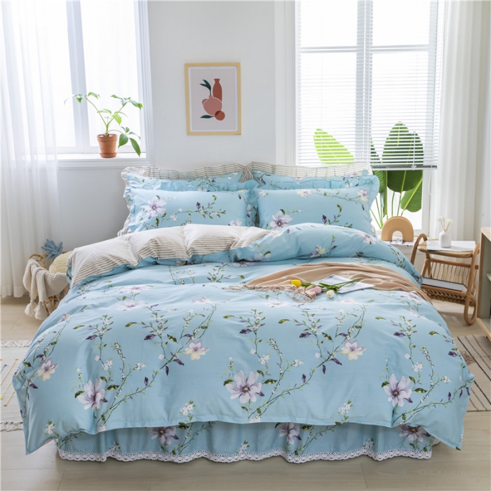 91家纺网 家纺一手货源 找家纺 纽缦 2021新款上下边夹棉床裙四件套 芬芳兰