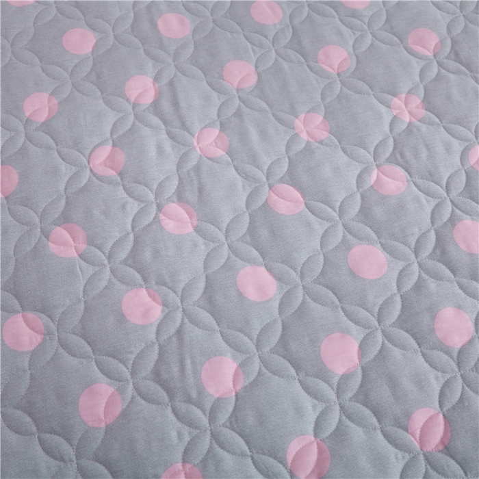 91家纺网 家纺一手货源 找家纺 纽缦 2021新款上下边夹棉床裙四件套 粉波点