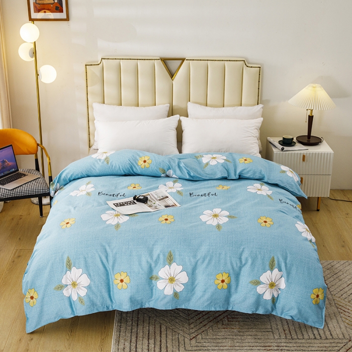 91家纺网 家纺一手货源 找家纺 纽缦 2021新款上下边夹棉床裙四件套 花开半夏绿