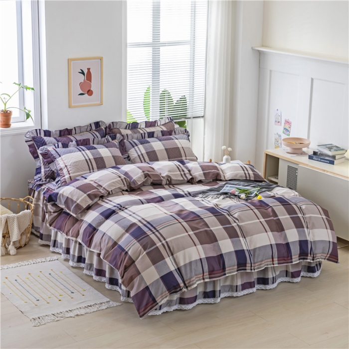 91家纺网 家纺一手货源 找家纺 纽缦 2021新款上下边夹棉床裙四件套 灰色格调