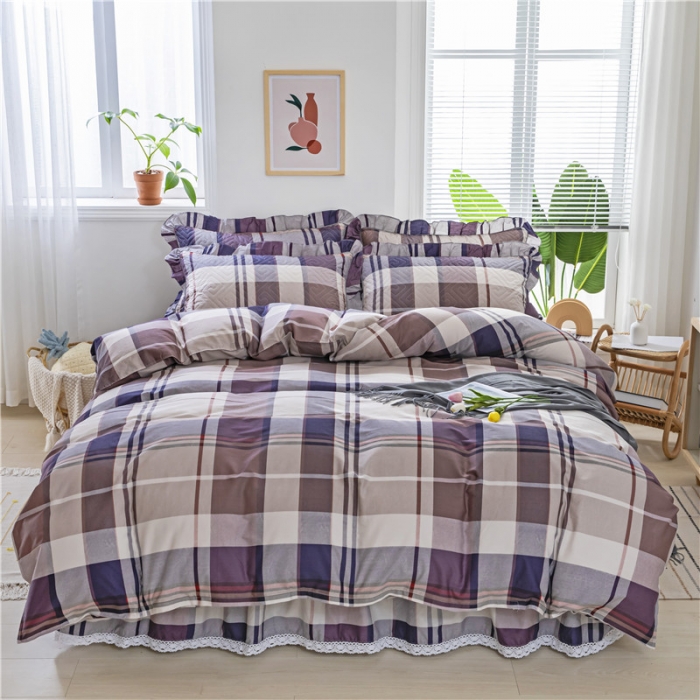 91家纺网 家纺一手货源 找家纺 纽缦 2021新款上下边夹棉床裙四件套 灰色格调